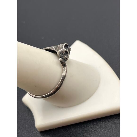 Sterling Silver 925 Curly Feline Kitten Cat Ring Sz 9 1/4 - Picture 8 of 9